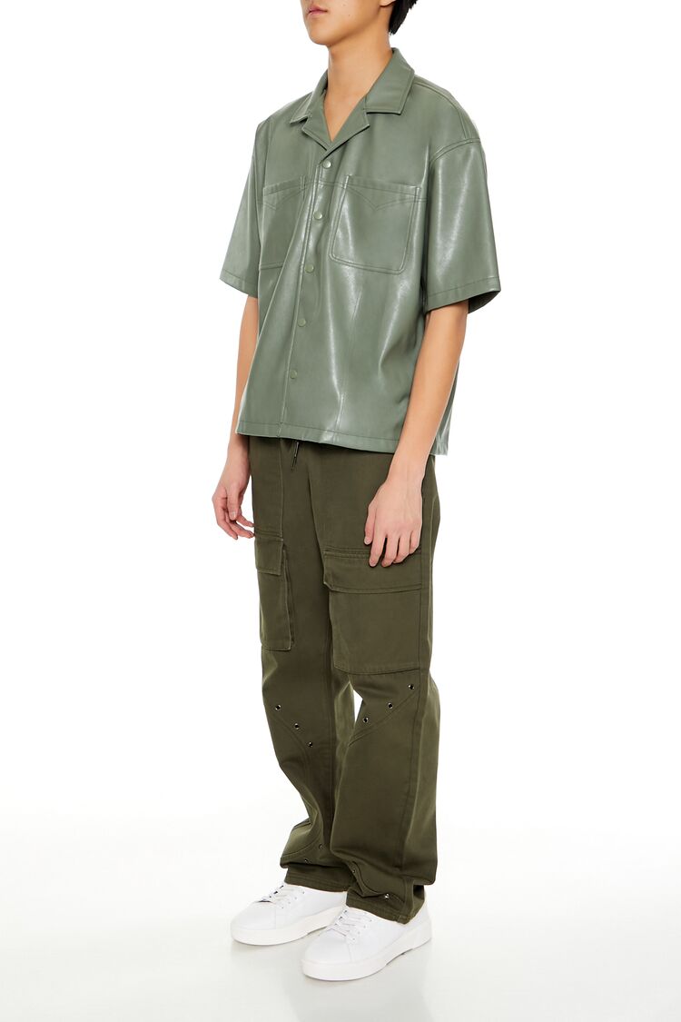  Forever 21 Mid-Rise Drawstring Cargo Pants - olive - Bonton