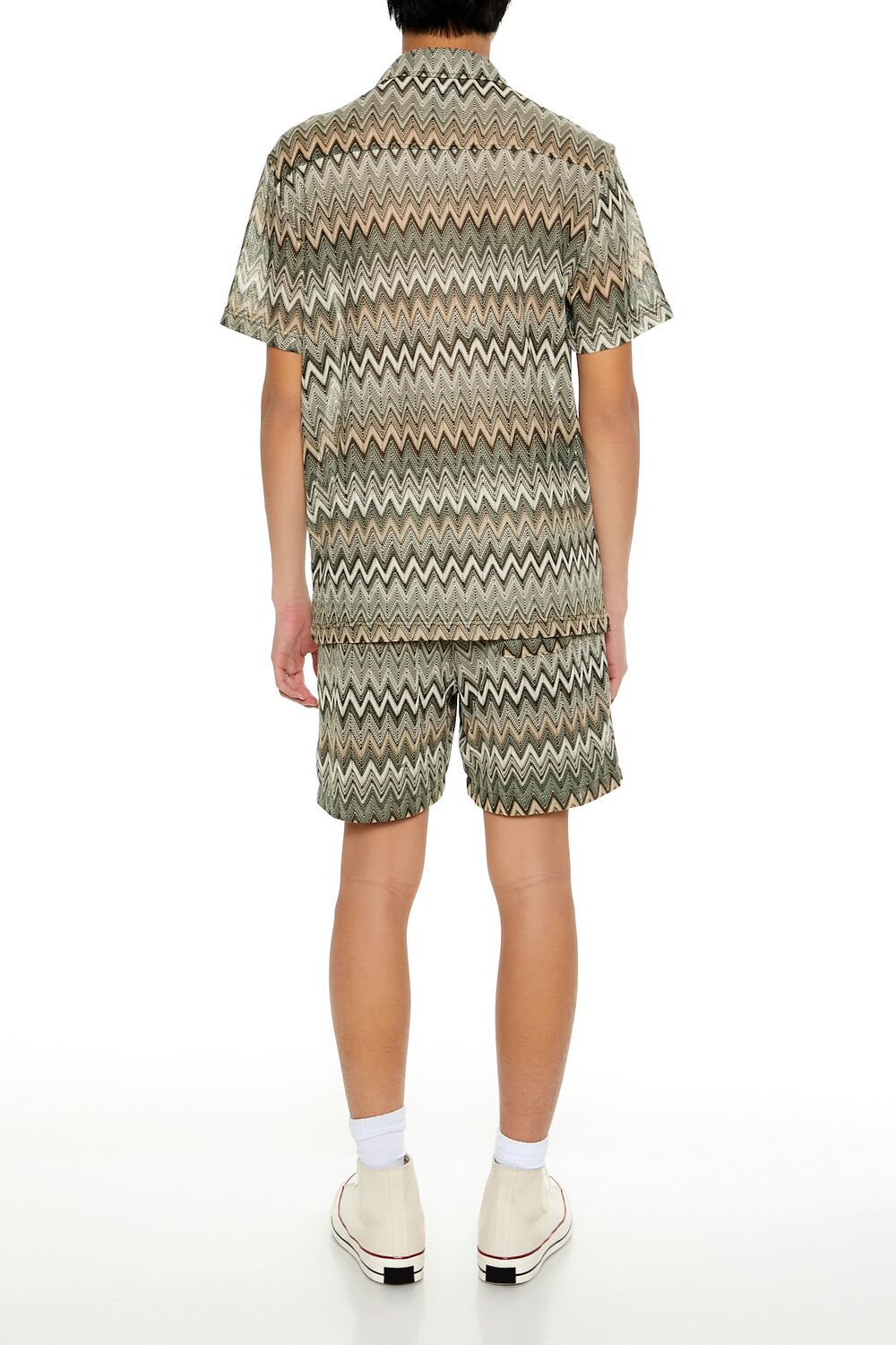  Forever 21 Multi Zigzag Drawstring Shorts - olive-multi - Bonton