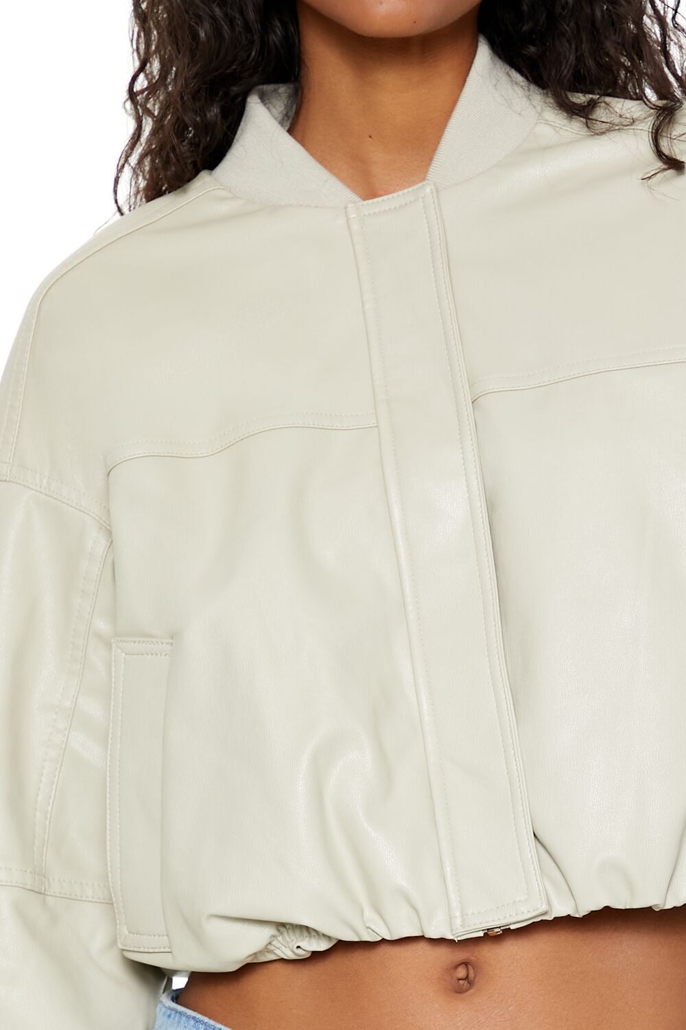  Forever 21 Faux Leather Cropped Bomber Jacker - black-swatch - Bonton