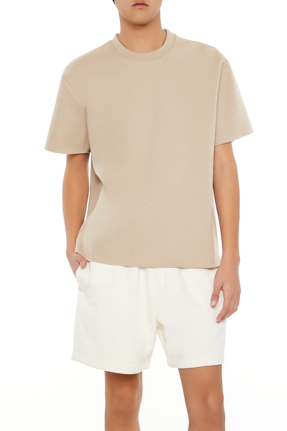  Forever 21 Athletic Cropped Short-Sleeve Raw-Cut Tee - black - Bonton