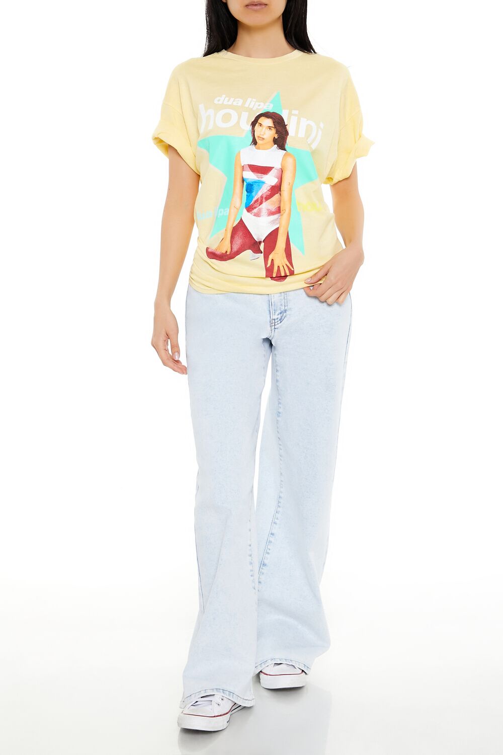 Forever 21 Oversized Dua Lipa Graphic Tee - yellow multi - Bonton
