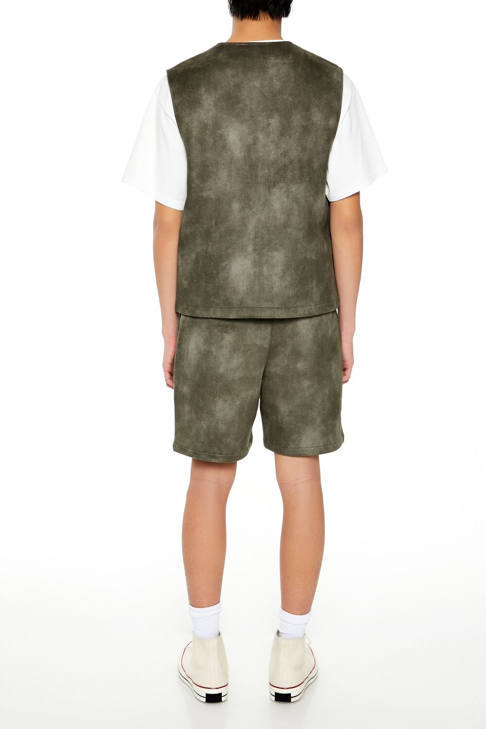  Forever 21 Oil Wash Faux Suede Shorts - olive - Bonton