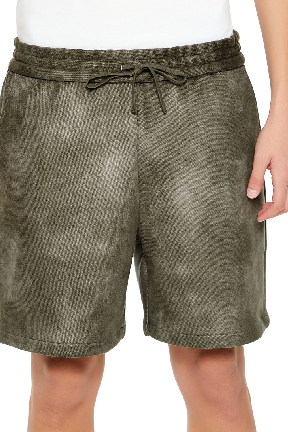  Forever 21 Oil Wash Faux Suede Shorts - olive - Bonton