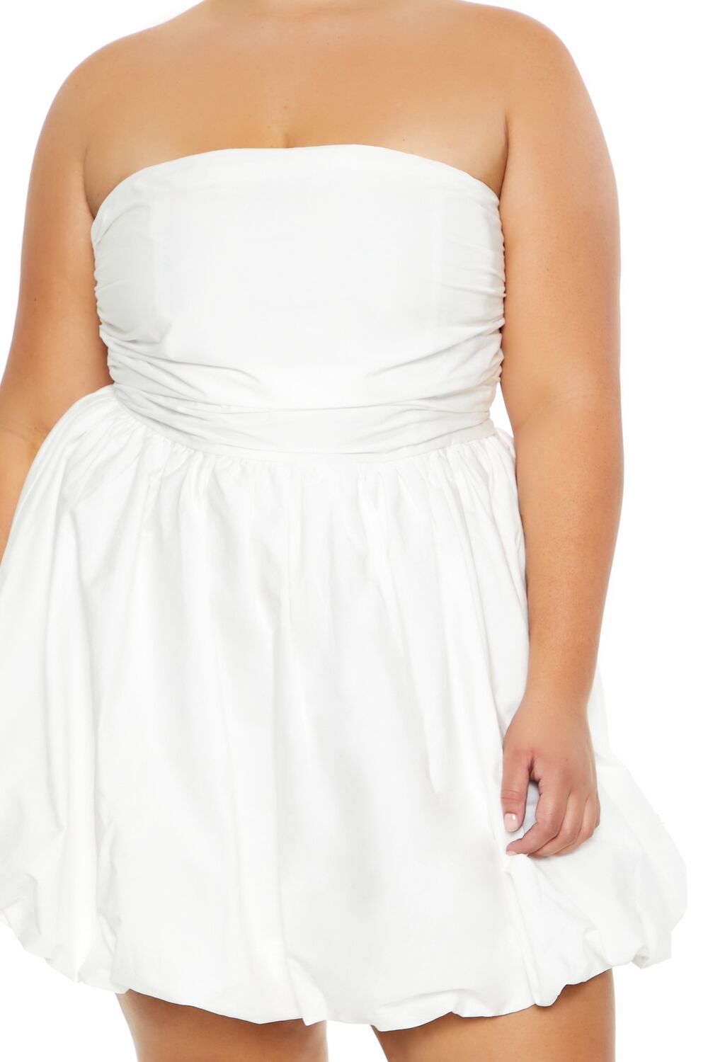  Forever 21 Plus Size Bubble-Hem Mini Dress - white - Bonton
