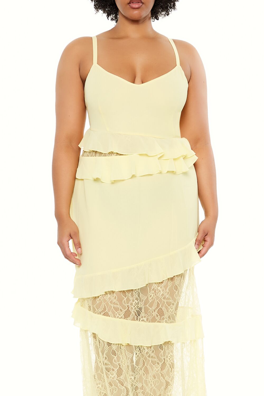  Forever 21 Plus Size Ruffle Maxi Dress - light-yellow - Bonton