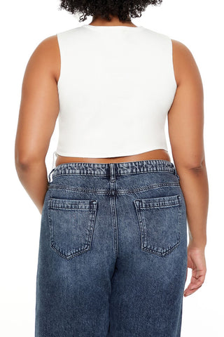 Plus Size Sweater-Knit Rhinestone Crop Top
