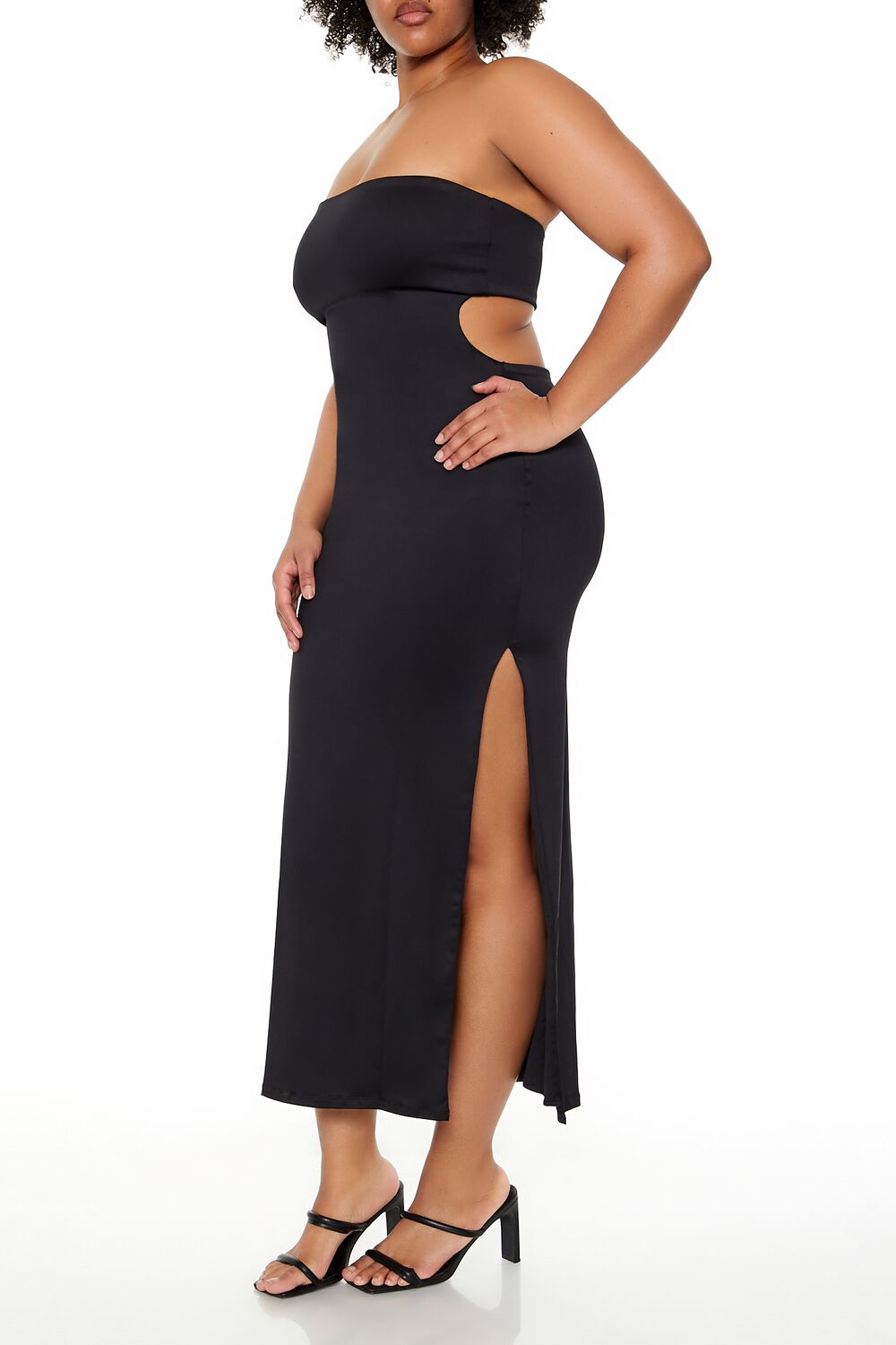  Forever 21 Plus Size Cutout Maxi Tube Dress - black - Bonton