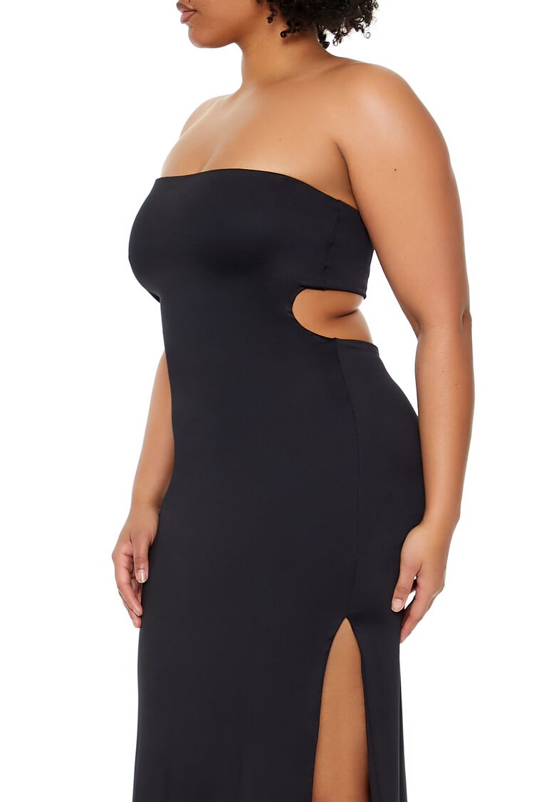  Forever 21 Plus Size Cutout Maxi Tube Dress - black - Bonton