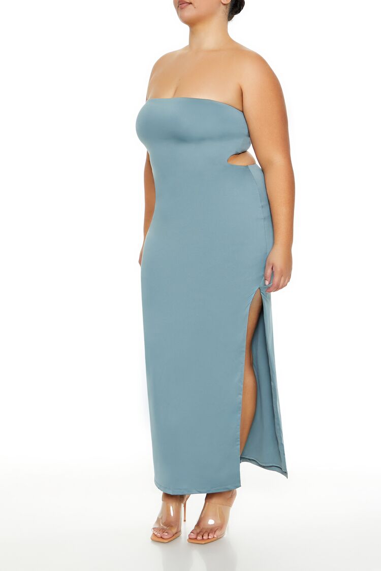  Forever 21 Plus Size Cutout Maxi Tube Dress - black - Bonton