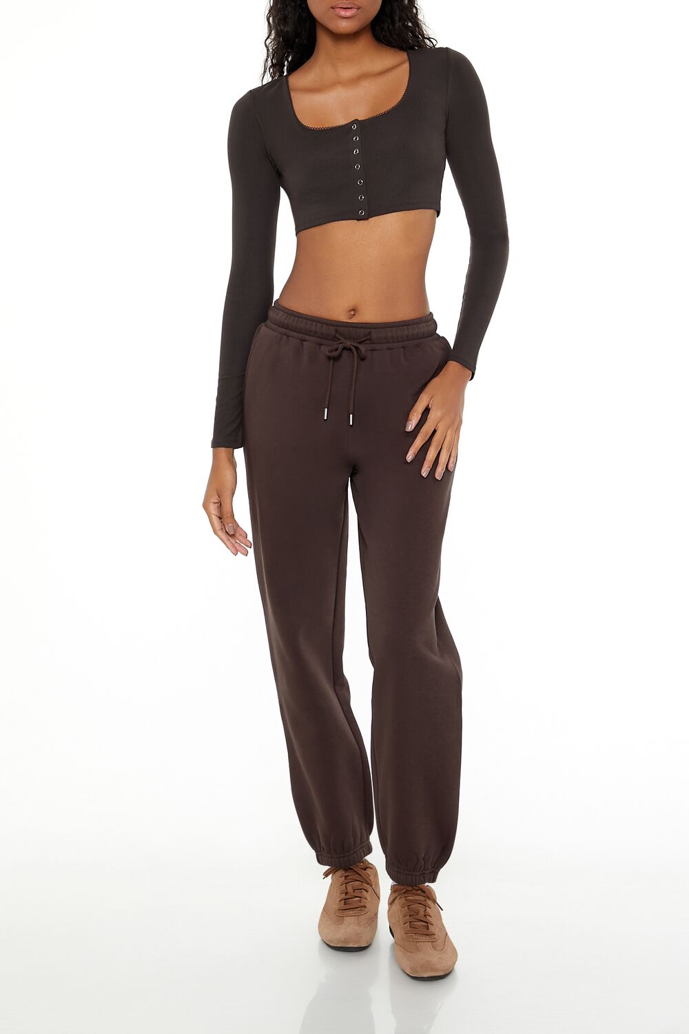  Forever 21 Picot-Trim Crop Top - dark navy - Bonton