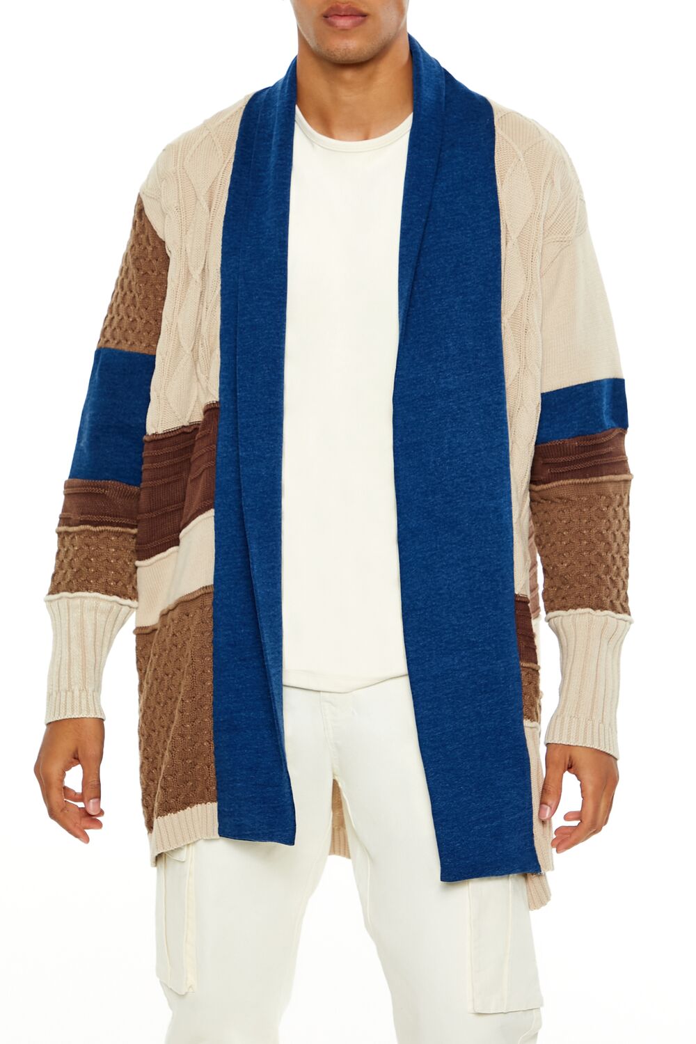  Forever 21 Colorblock Cardigan Sweater - taupe multi - Bonton