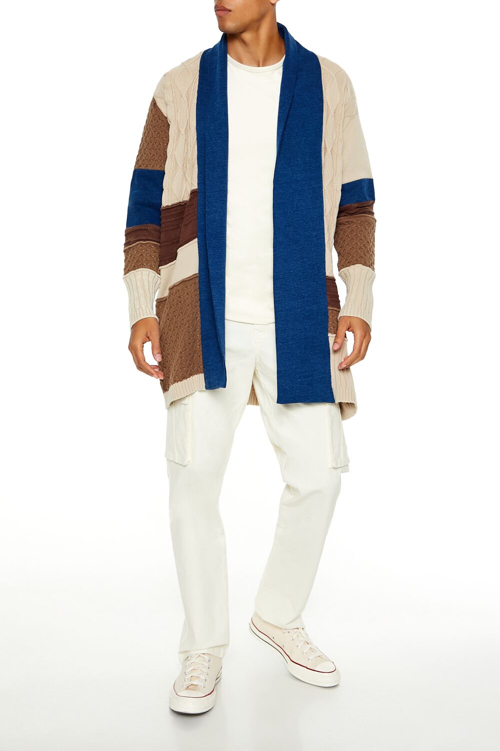  Forever 21 Colorblock Cardigan Sweater - taupe multi - Bonton