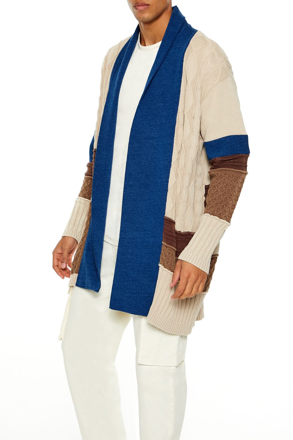  Forever 21 Colorblock Cardigan Sweater - taupe multi - Bonton