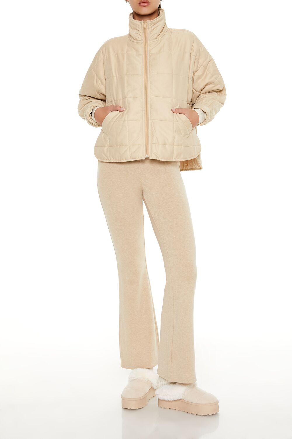  Forever 21 Quilted Dolphin-Hem Jacket - white - Bonton