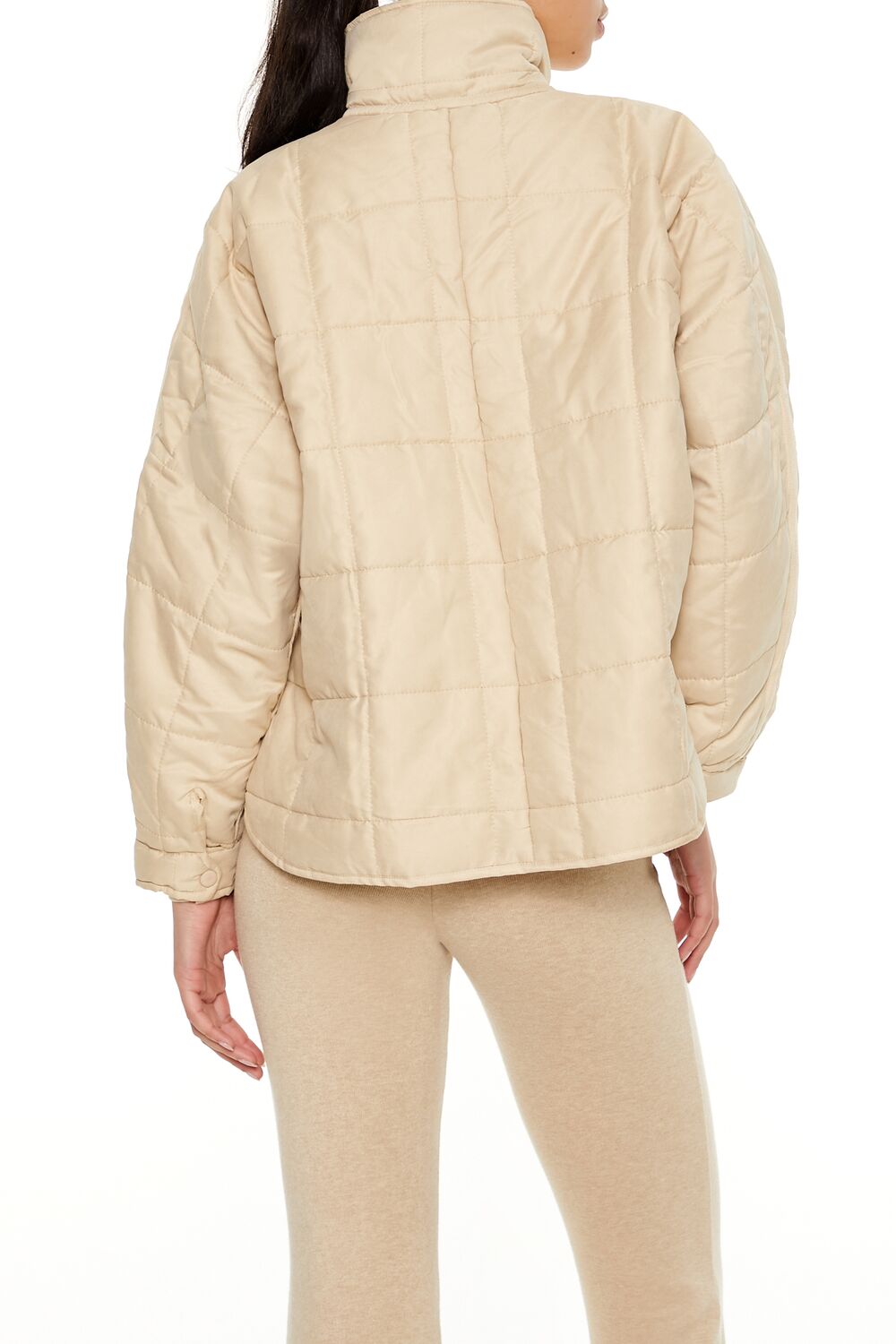  Forever 21 Quilted Dolphin-Hem Jacket - white - Bonton