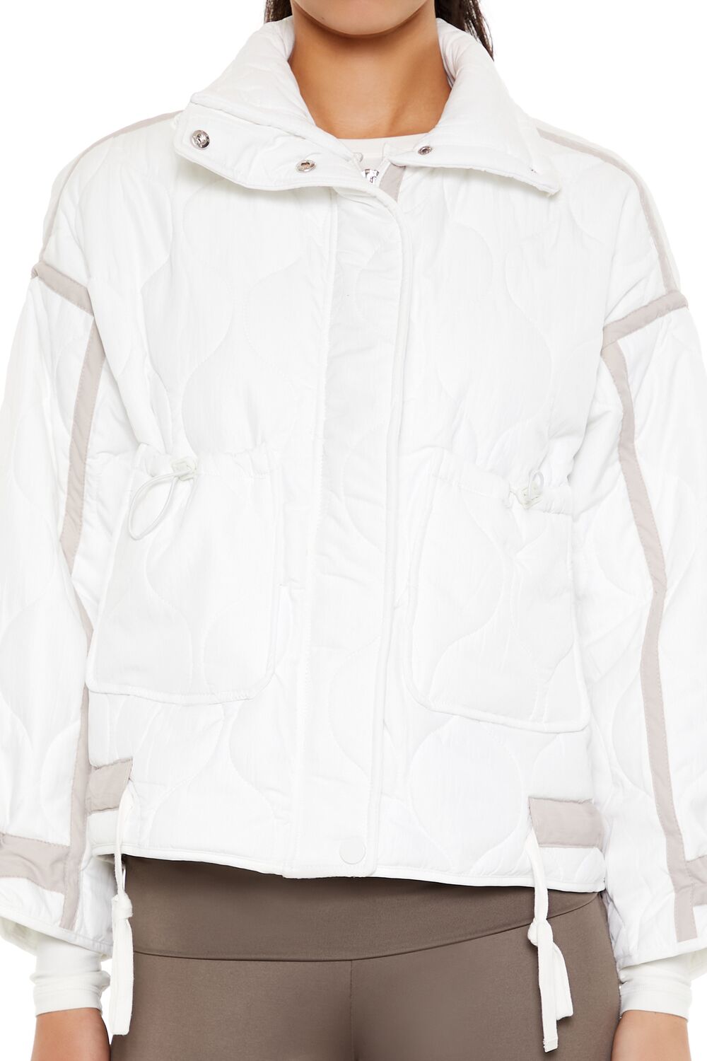  Forever 21 Quilted Two-Tone Puffer Jacket - white - Bonton