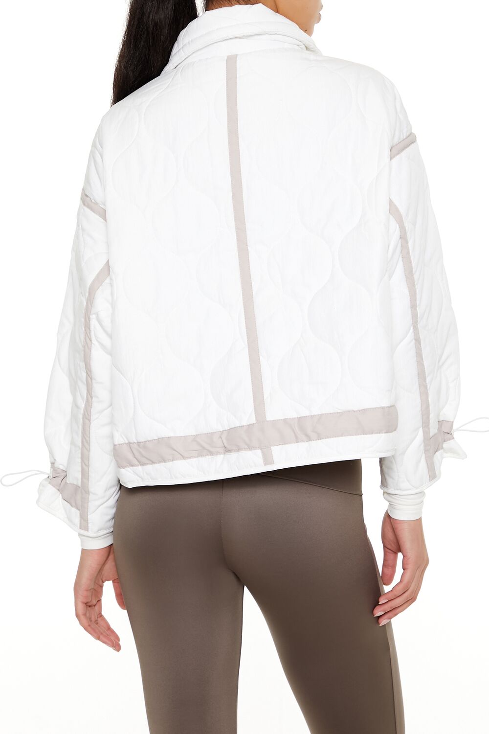  Forever 21 Quilted Two-Tone Puffer Jacket - white - Bonton