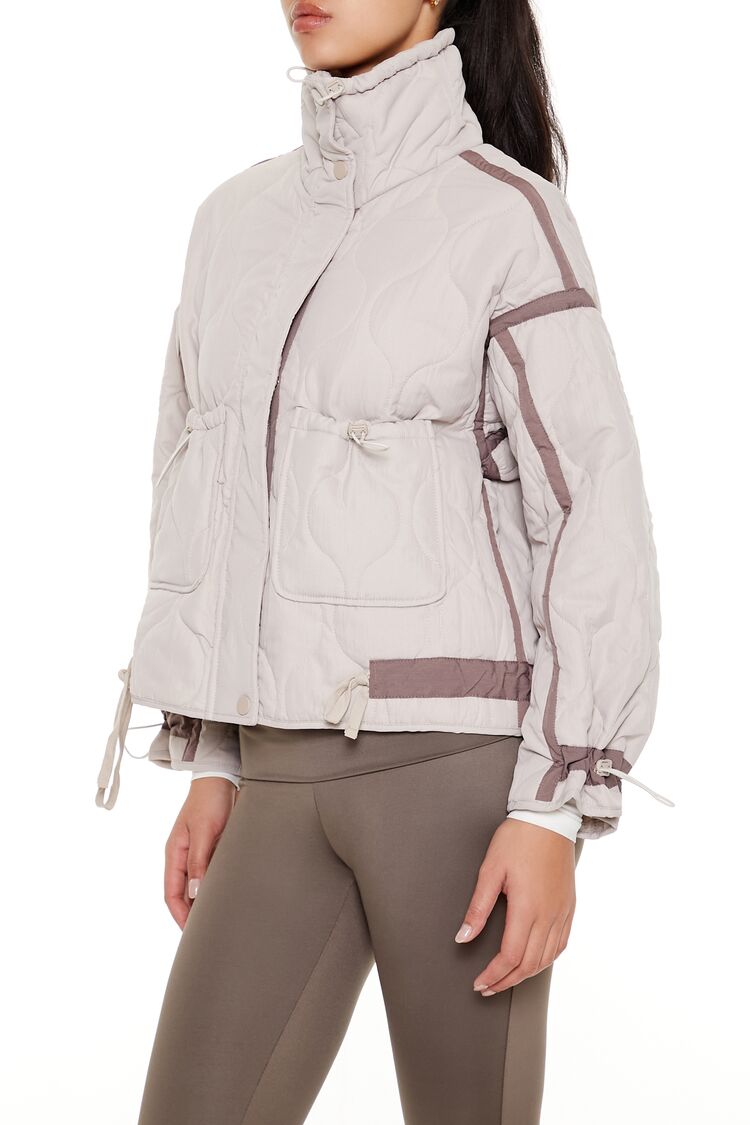  Forever 21 Quilted Two-Tone Puffer Jacket - white - Bonton