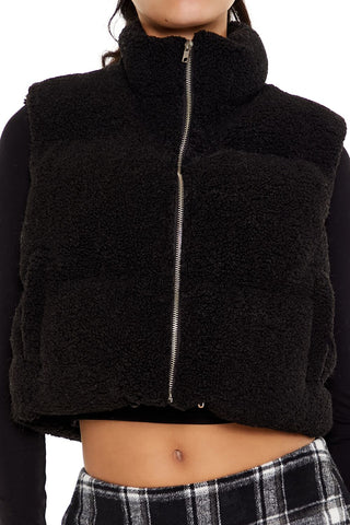 Faux Shearling Cropped Vest