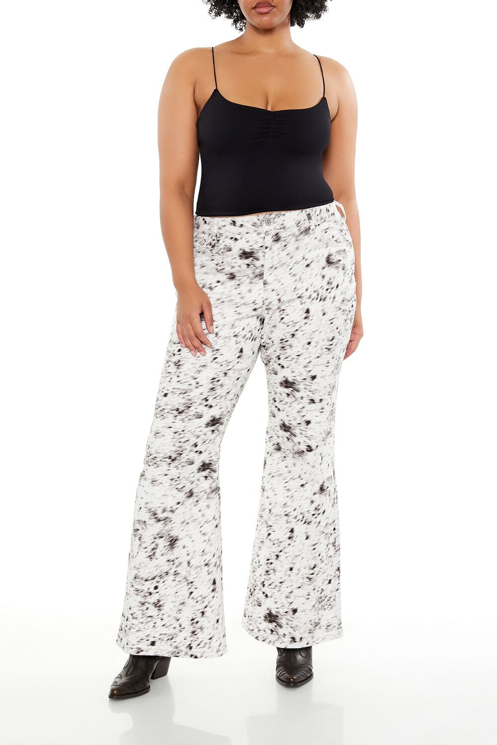  Forever 21 Plus Size Spotted High-Rise Pants - white - Bonton