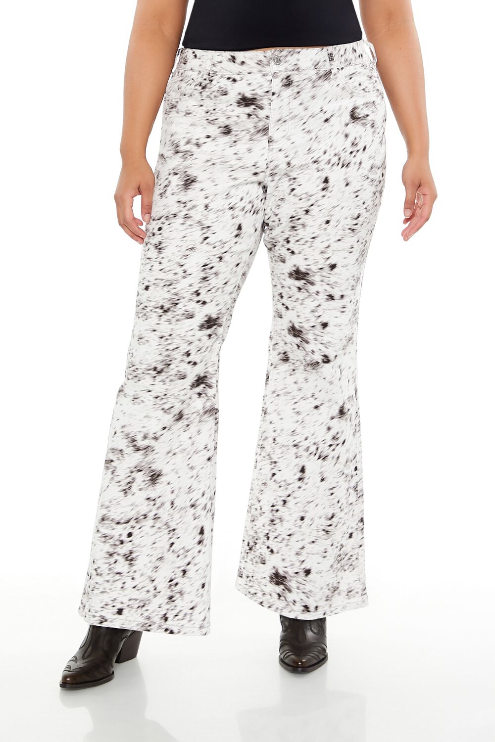  Forever 21 Plus Size Spotted High-Rise Pants - white - Bonton