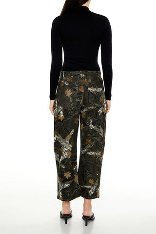 Leaf Camo Print Twill Pants