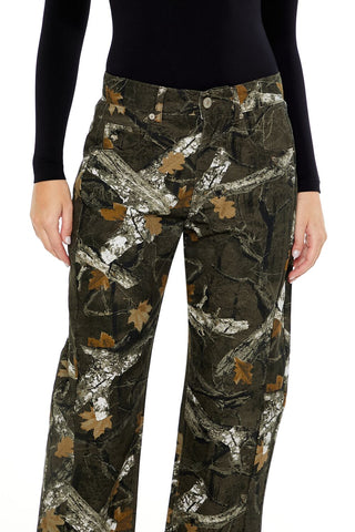 Leaf Camo Print Twill Pants