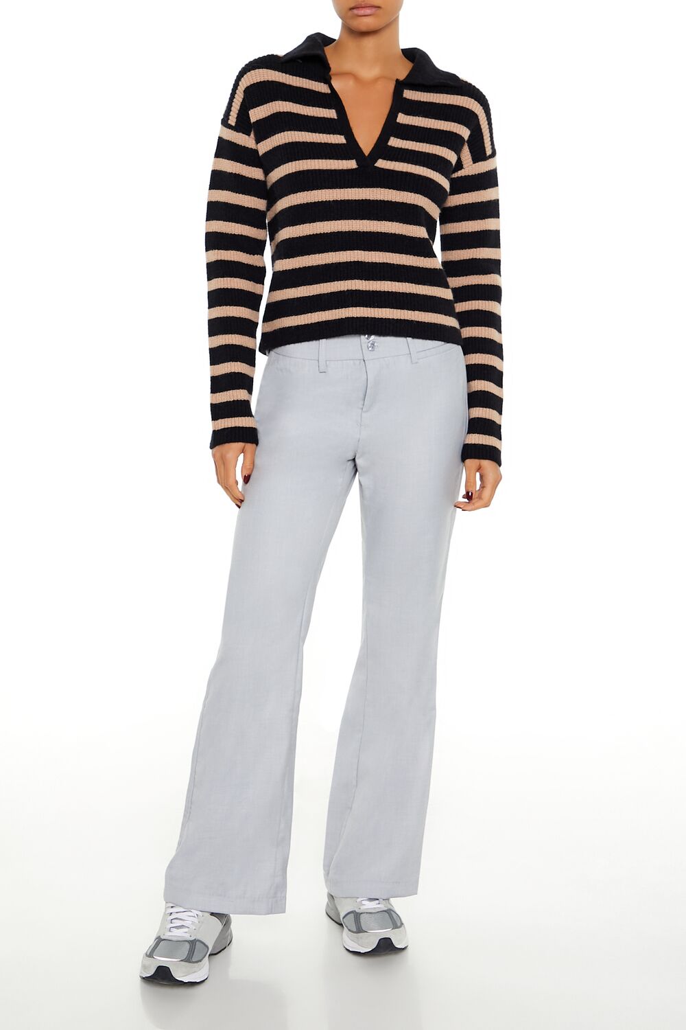  Forever 21 Low-Rise Straight Trouser Pants - grey - Bonton