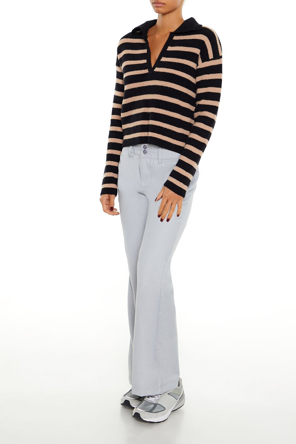  Forever 21 Low-Rise Straight Trouser Pants - grey - Bonton