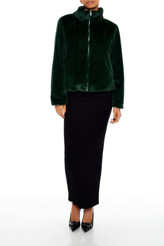 Faux Fur Zip-Up Coat