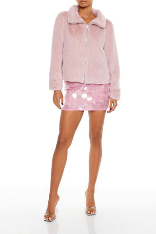 Faux Fur Zip-Up Coat