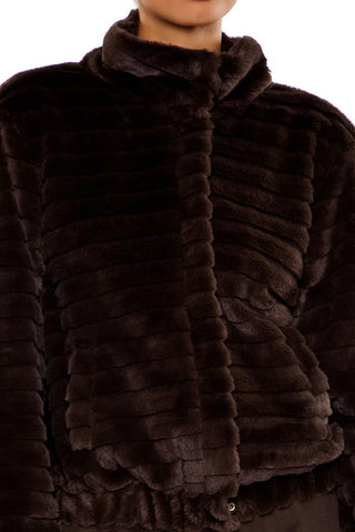Quilted Faux Fur Bomber Jacket