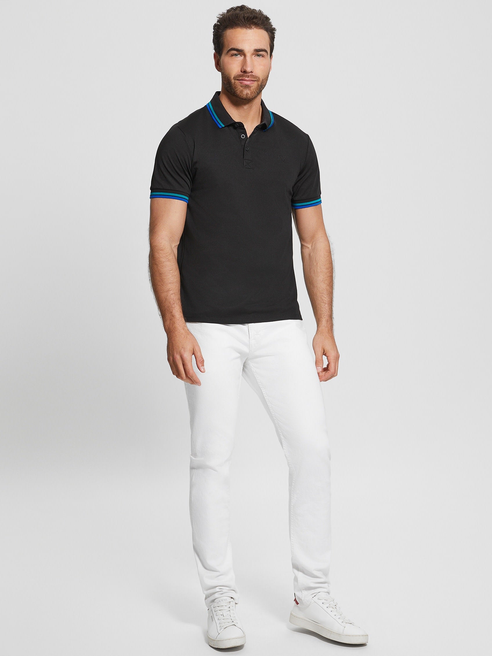  Guess Men's Sports Pique Polo - Jet Black - Bonton