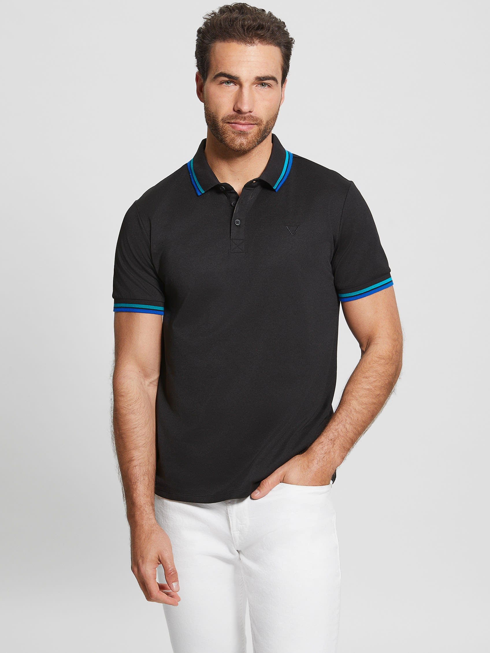  Guess Men's Sports Pique Polo - Jet Black - Bonton
