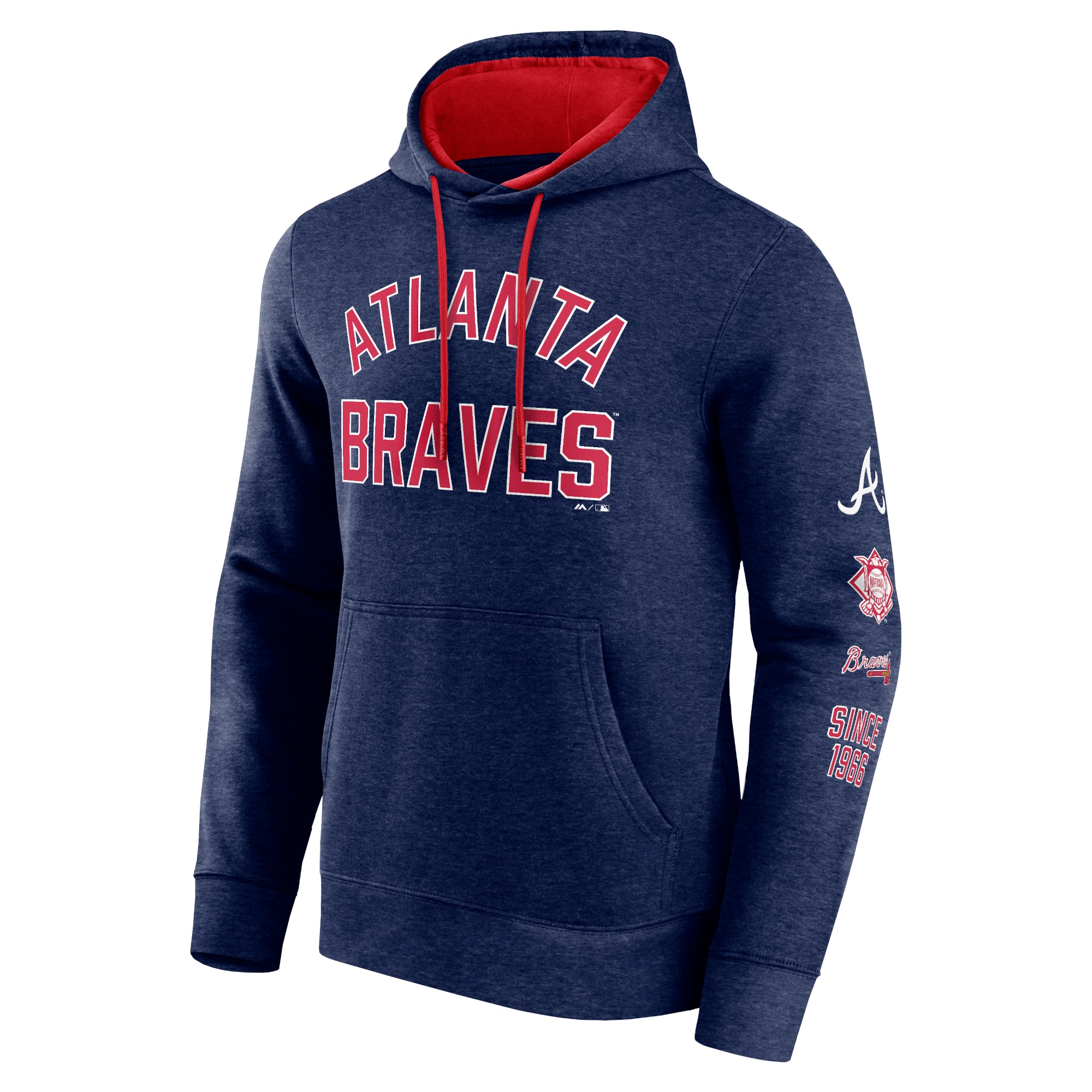  Fanatics Mens Big And Tall Team Pullover Fleece Hoodie - Atlanta Braves - Navy/Red - Bonton
