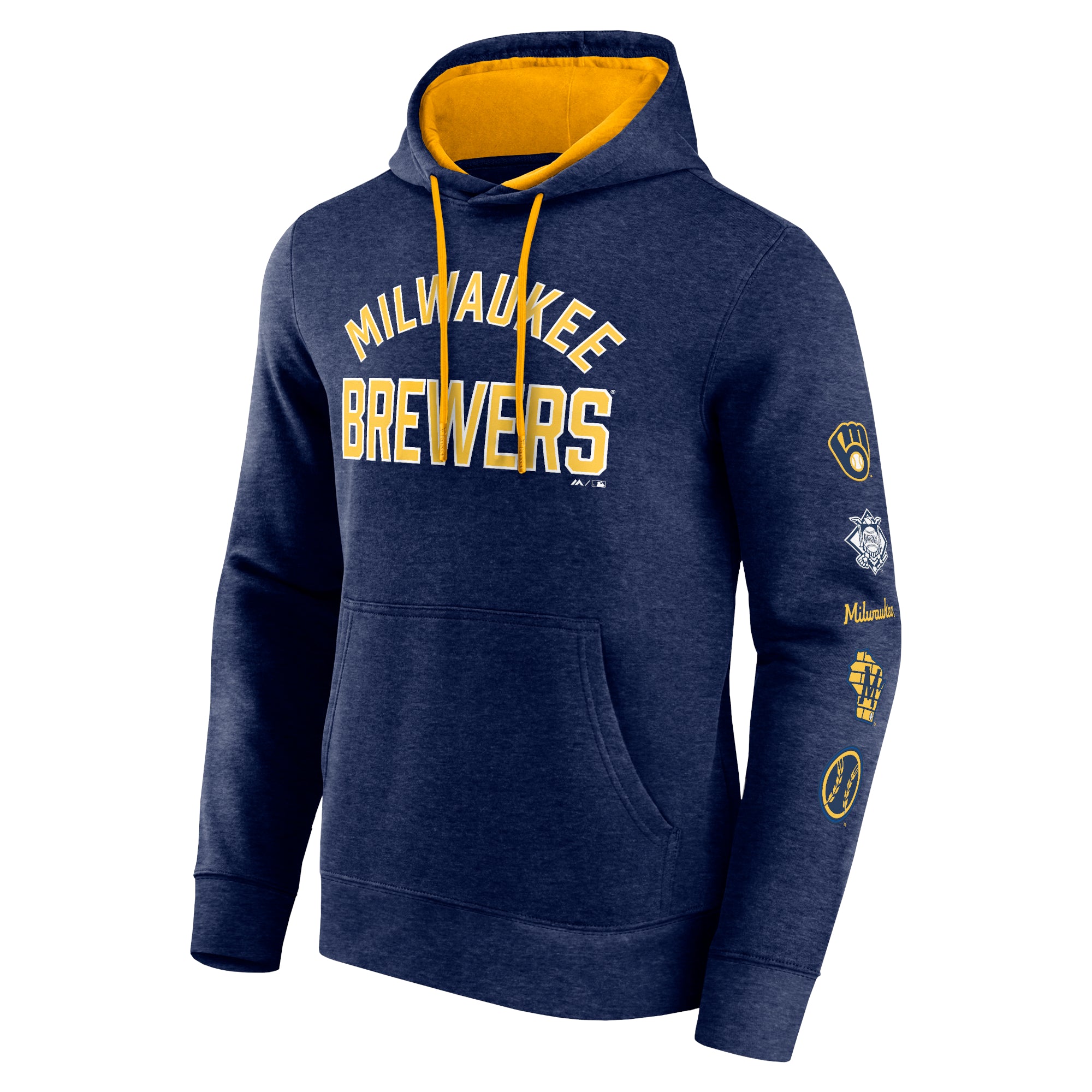 Fanatics Mens Big And Tall Team Pullover Fleece Hoodie - Milwaukee Brewers - Navy/Grey - Bonton