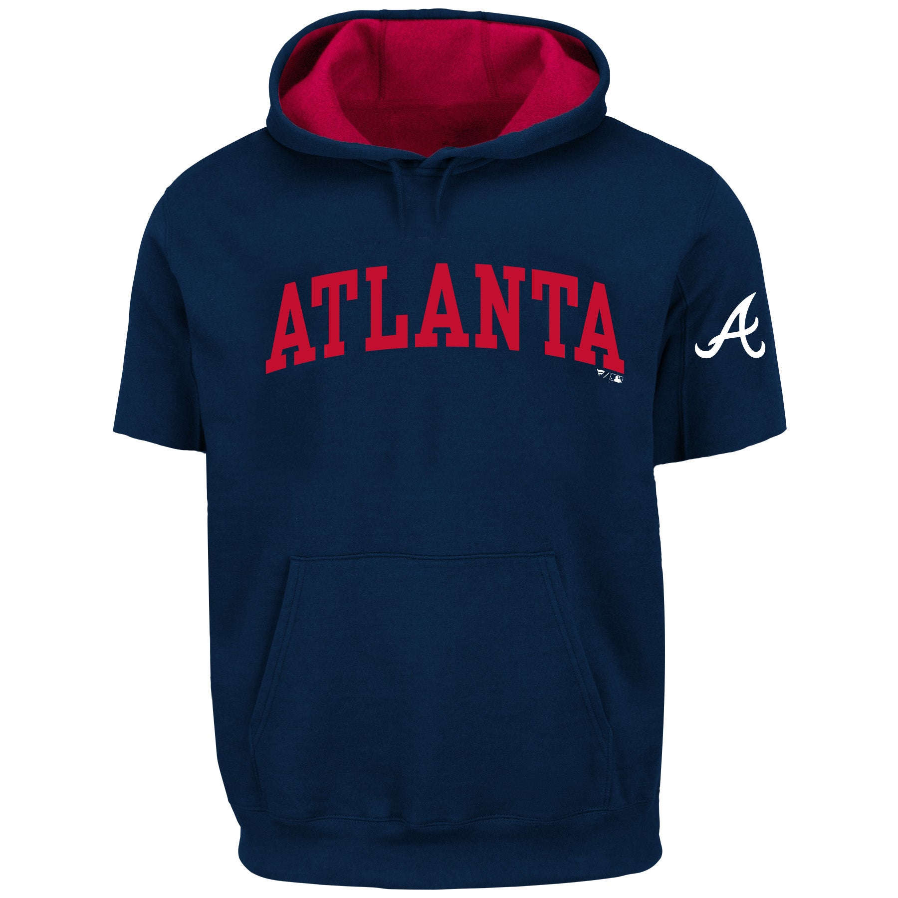  Fanatics Mens Big And Tall Team Pullover Fleece Short Sleeve Hoodie - Atlanta Braves - Navy/Red - Bonton