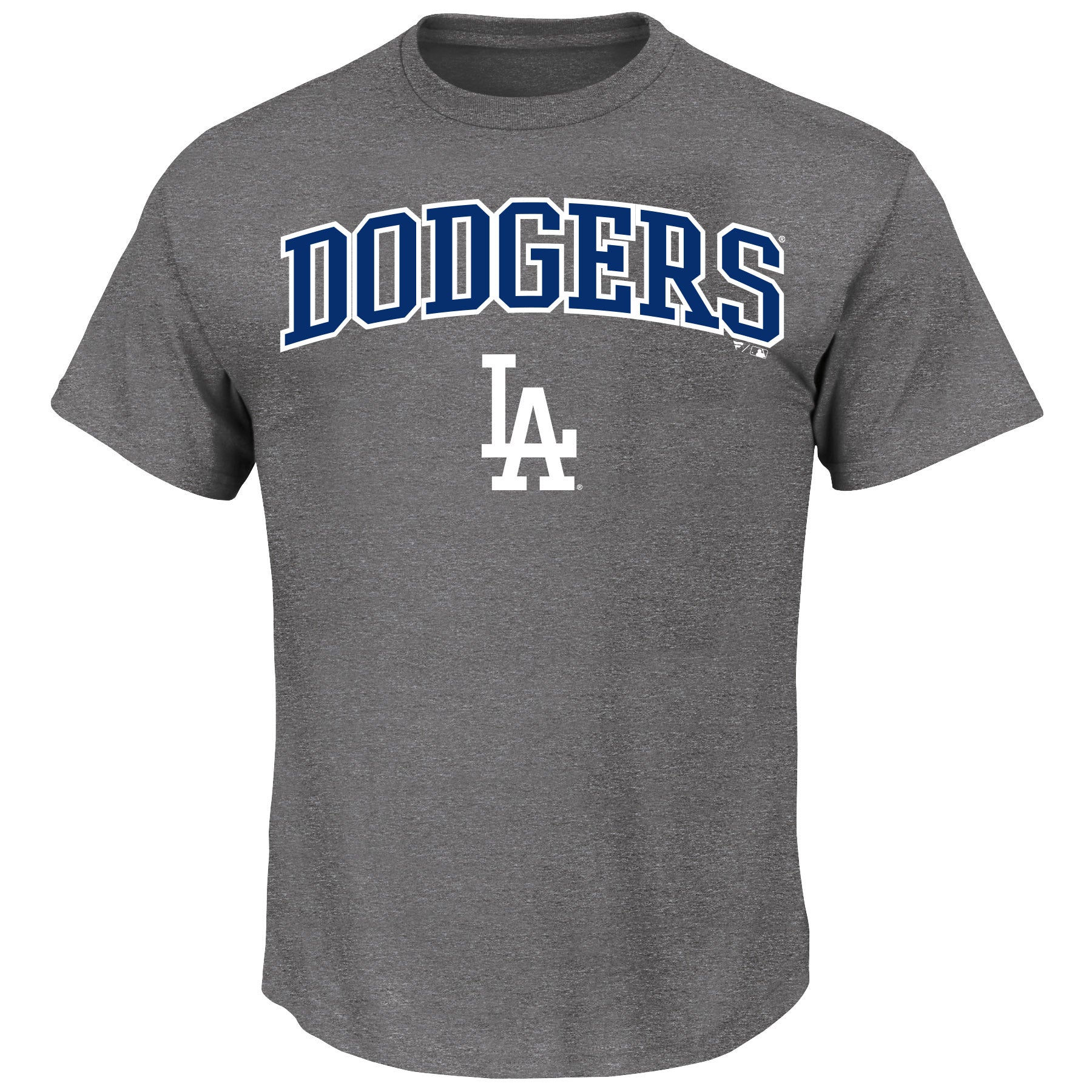  Fanatics Mens Big And Tall Team Logo Short Sleeve Arch Logo Tee Shirt - Los Angeles Dodgers - Charcoal Heather - Bonton