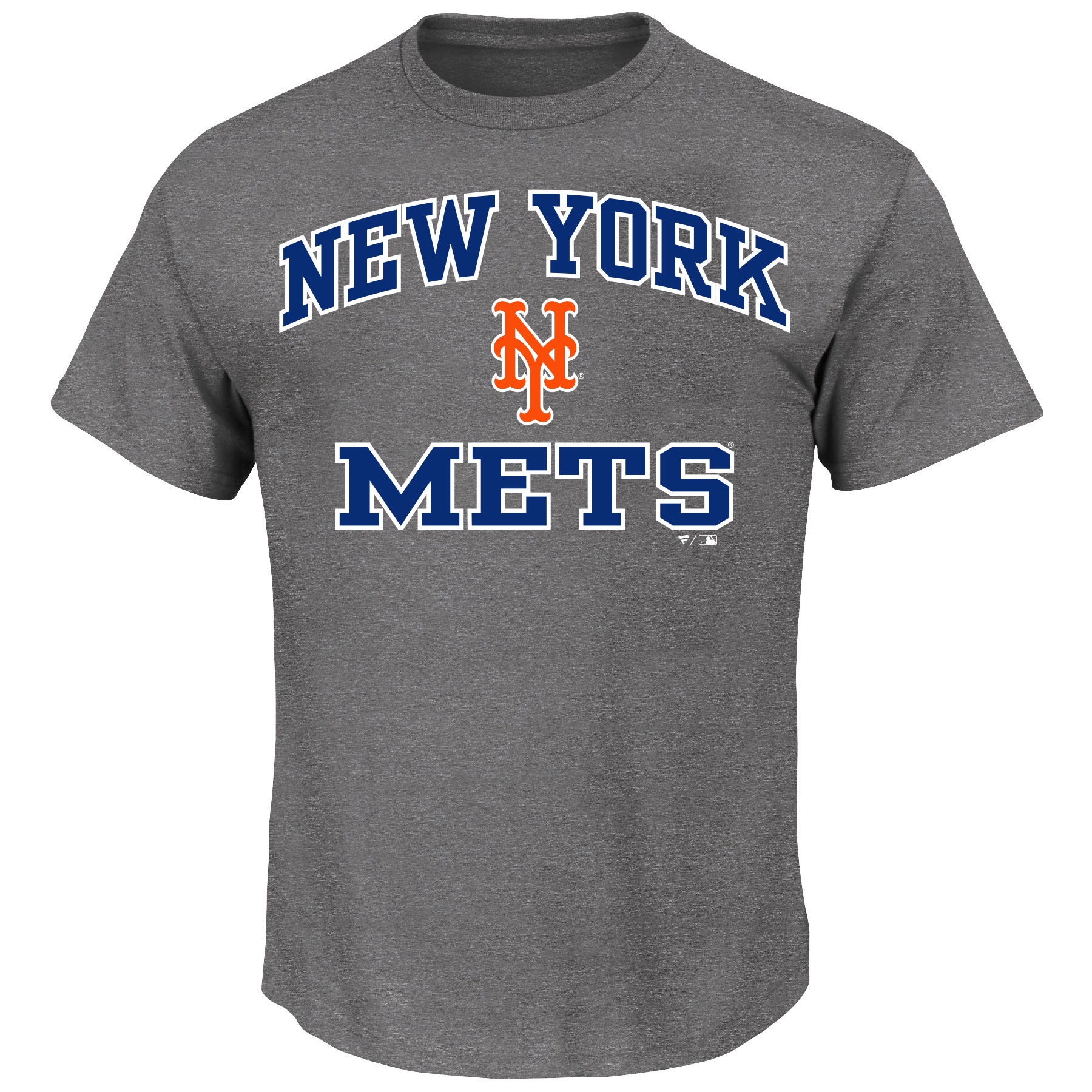  Fanatics Mens Big And Tall Team Logo Short Sleeve Tee Shirt - New York Mets - Charcoal Heather - Bonton