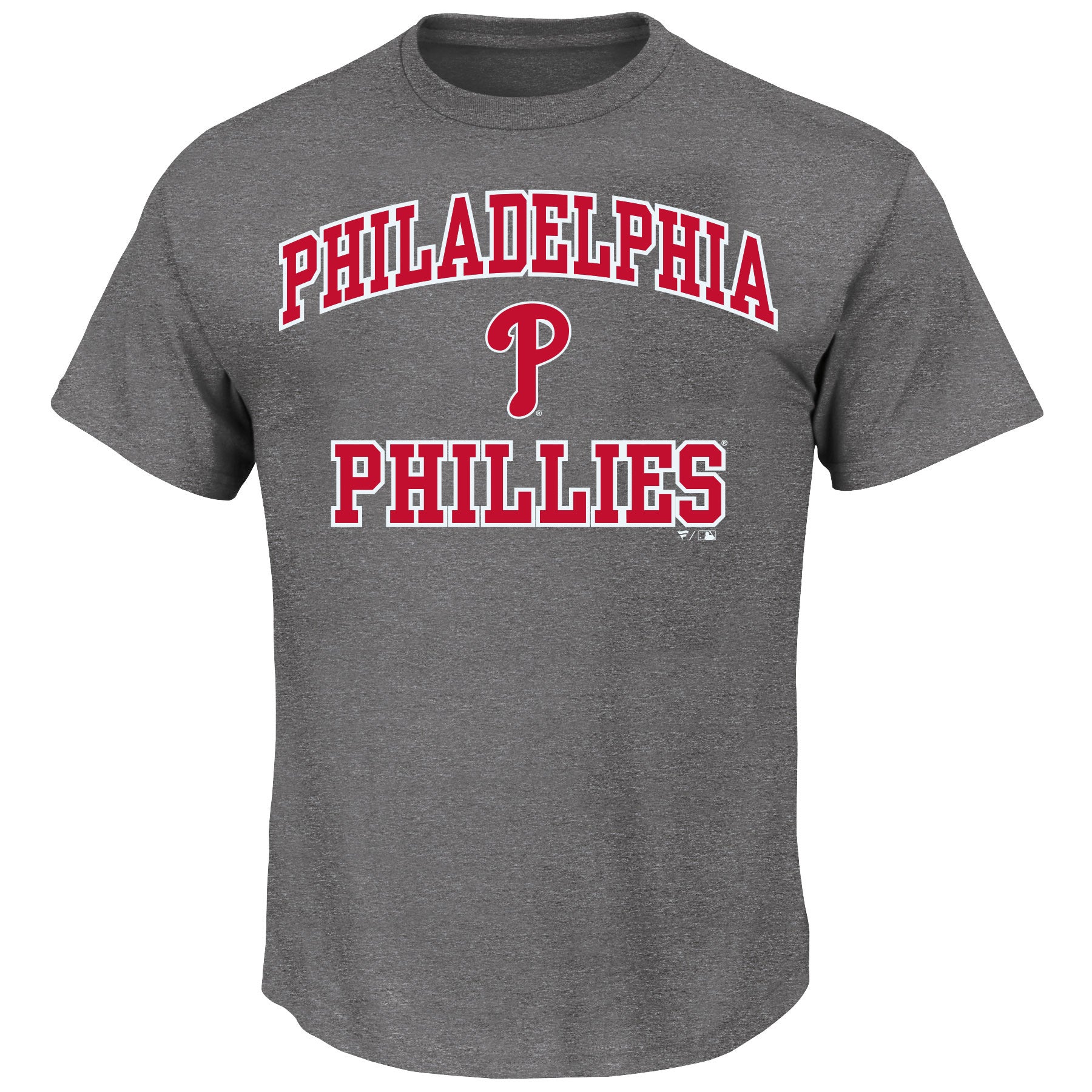 Fanatics Mens Big And Tall Team Logo Short Sleeve Tee Shirt - Philadelphia Phillies - Charcoal Heather - Bonton
