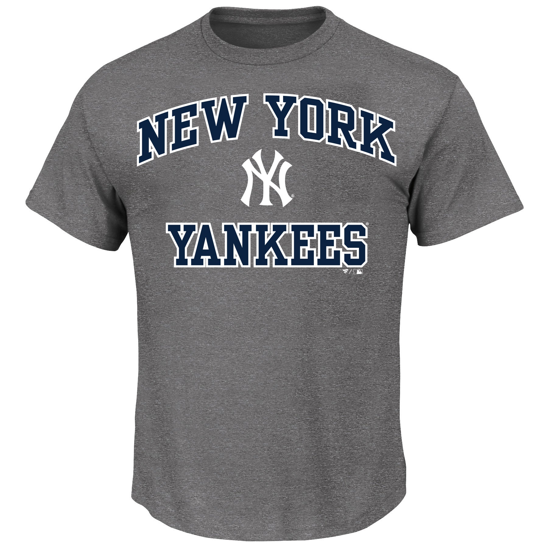  Fanatics Mens Big And Tall Team Logo Short Sleeve Tee Shirt - New York Yankees - Charcoal Heather - Bonton