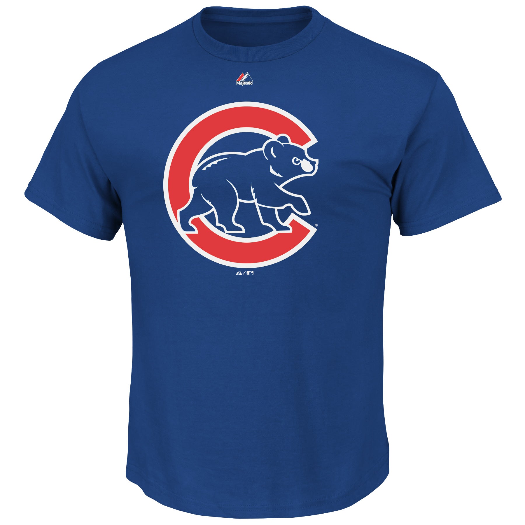  Majestic Mens Big And Tall Team Logo Short Sleeve Tee Shirt with Chest Logo - Chicago Cubs - Royal - Bonton