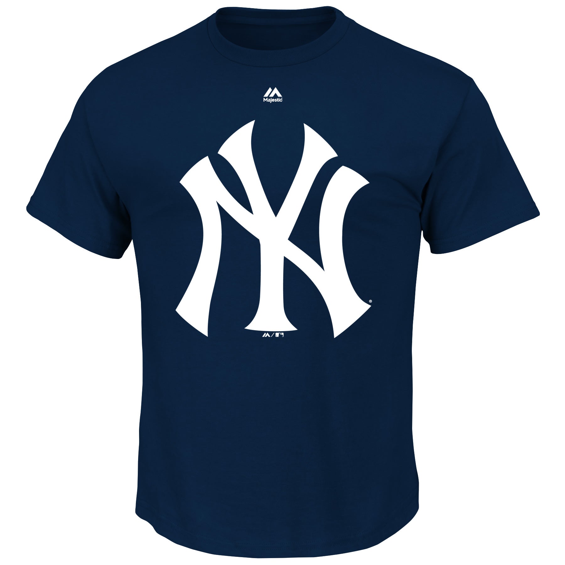  Majestic Mens Big And Tall Team Logo Short Sleeve Tee Shirt with Chest Logo - New York Yankees - Navy - Bonton