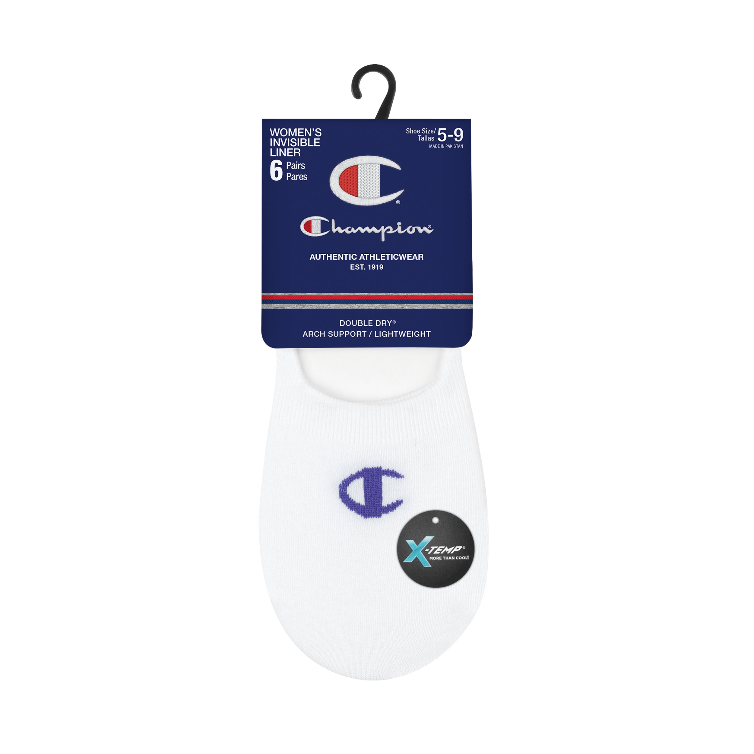 Champion Champion Women's 6 Pack Invisible Liner Socks - White - Bonton