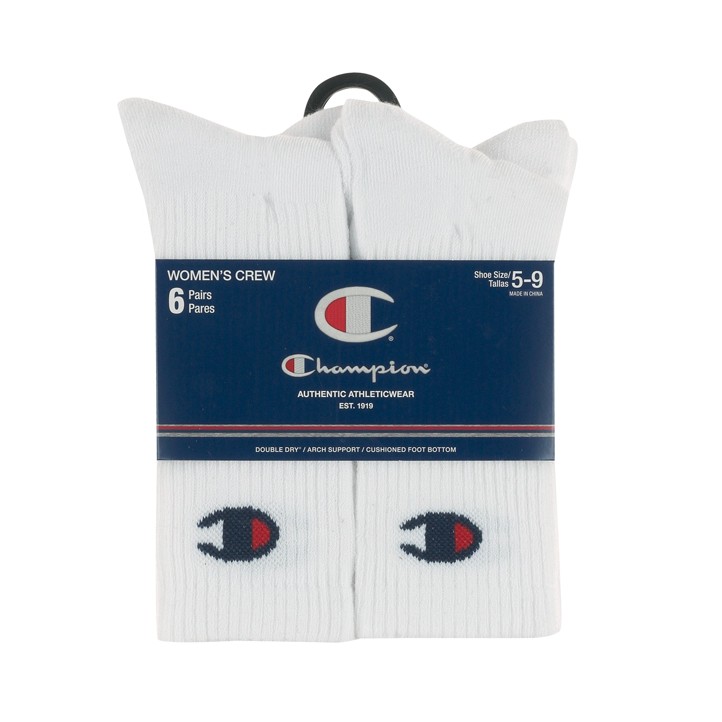  Champion Champion Women's Crew 6 Pack Socks - White - Bonton