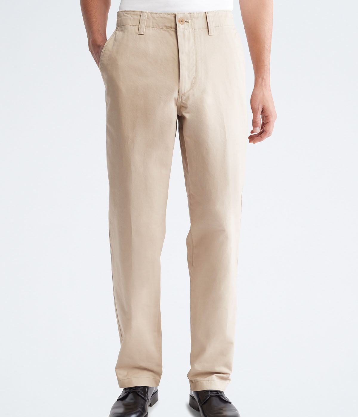  Calvin Klein Reg Fit Utility Chino - White Pepper - Bonton