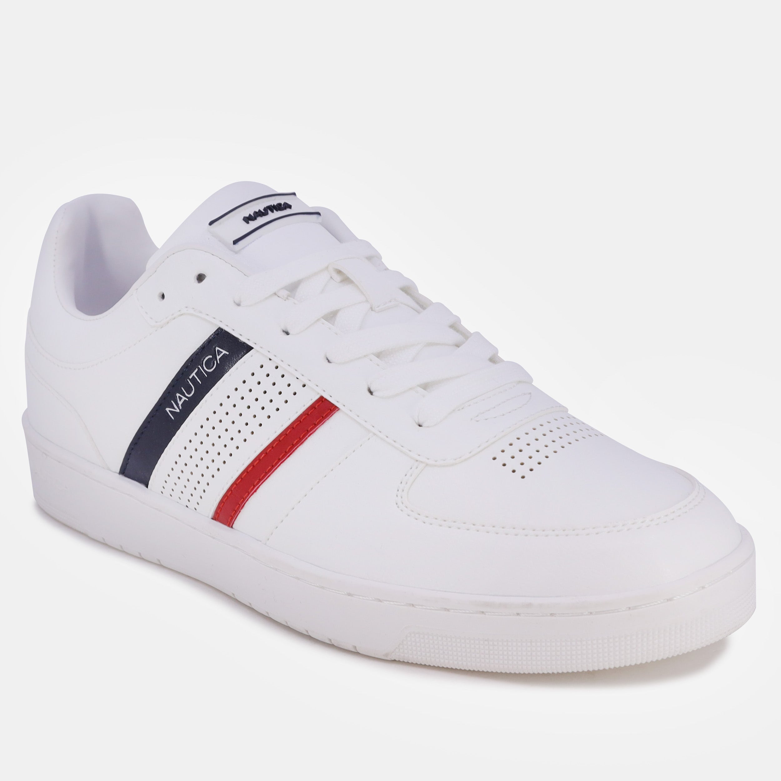  Nautica Ryerson Casual Court Sneaker - White/Navy/Red - Bonton