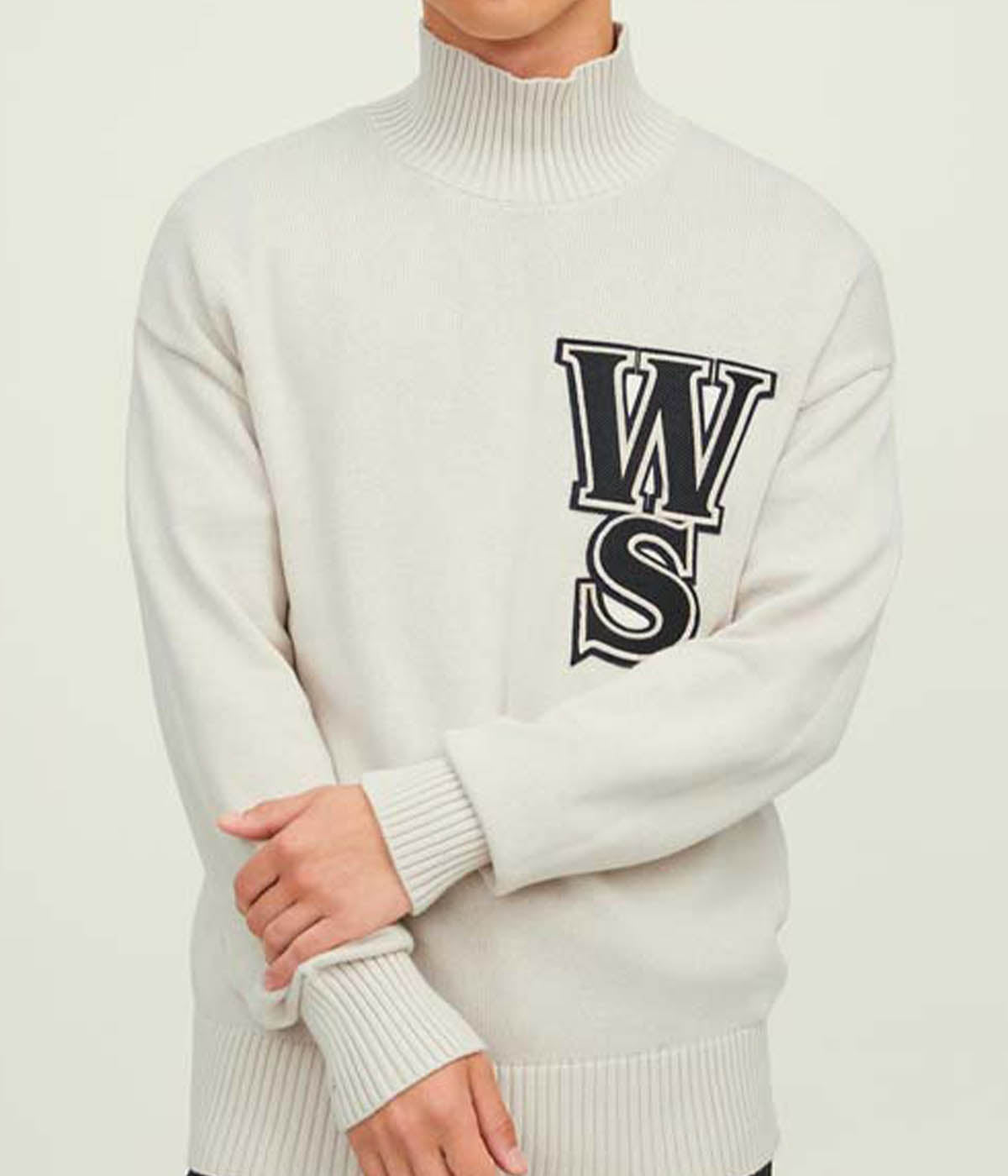  Jack & Jones Woodside Knitted High Neck - Moonbeam - Bonton
