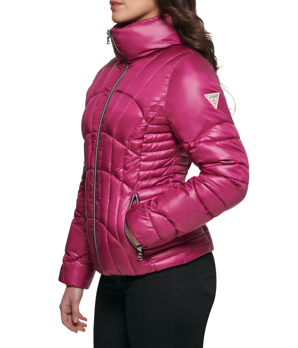  GUESS Quilted Puffer Jacket Magenta - Magenta - Bonton