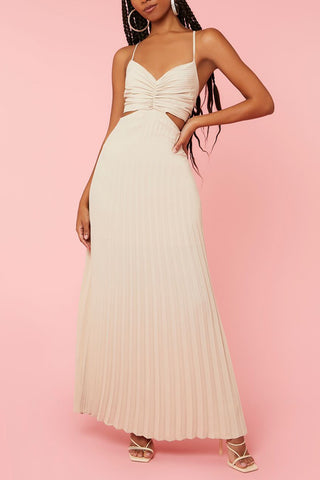 Pleated Cutout Maxi Dress